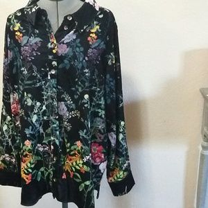 Soft Surroundings Velvet Multi Button Blouse Sz 3X